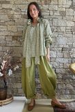 Nonni Gingham Poet Blouse Olive